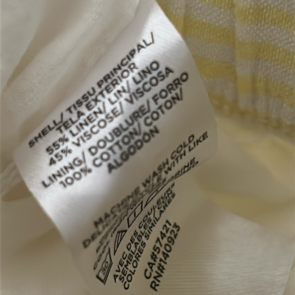 Loft Fluid Linen Blend Striped Wide Leg Crop Pants Yellow White Small Lined - Picture 8 of 8